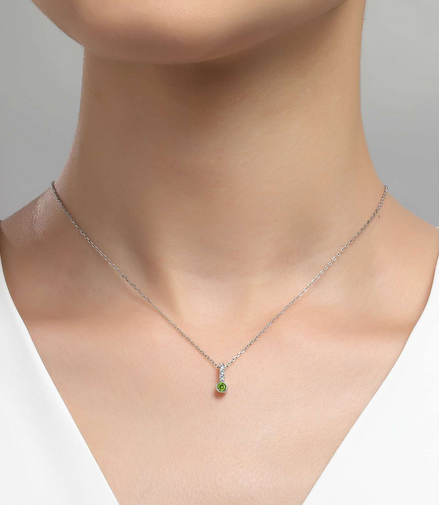 Lafonn 0.17 CTW Simulated Diamond And Peridot August Birthstone Love Pendant