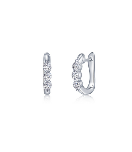 1.0 CTW 3-Stone Huggie Hoop Earrings