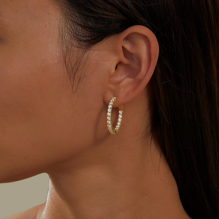 Lafonn Gold-Plated Oval Hoop Earrings