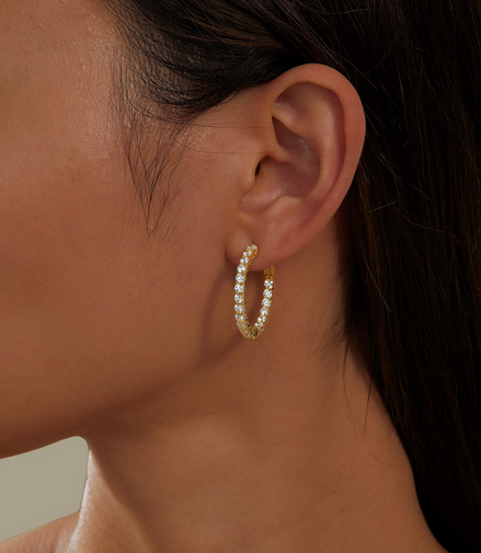 Lafonn Gold-Plated Oval Hoop Earrings