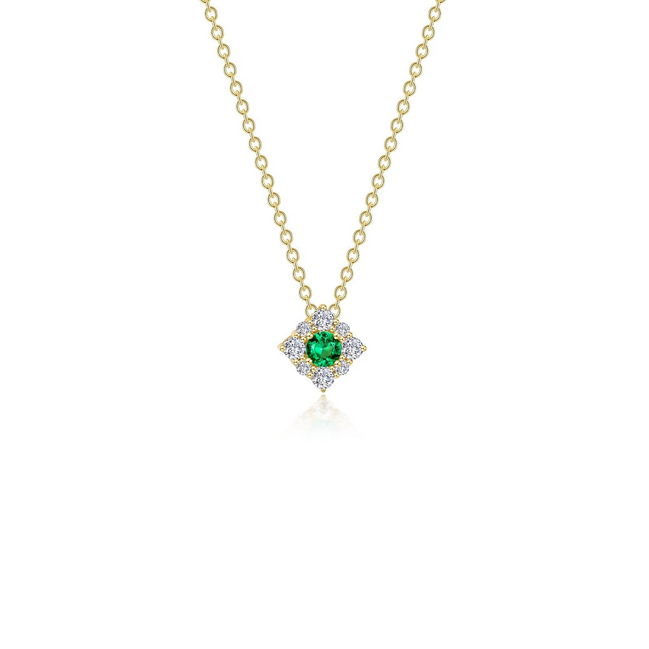 Lafonn 0.43 CTW Simulated Diamond And Emerald Halo Necklace