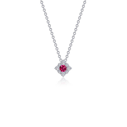 Lafonn 0.43 CTW Simulated Diamond And Ruby Halo Necklace