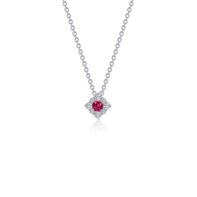 Lafonn 0.43 CTW Simulated Diamond And Ruby Halo Necklace