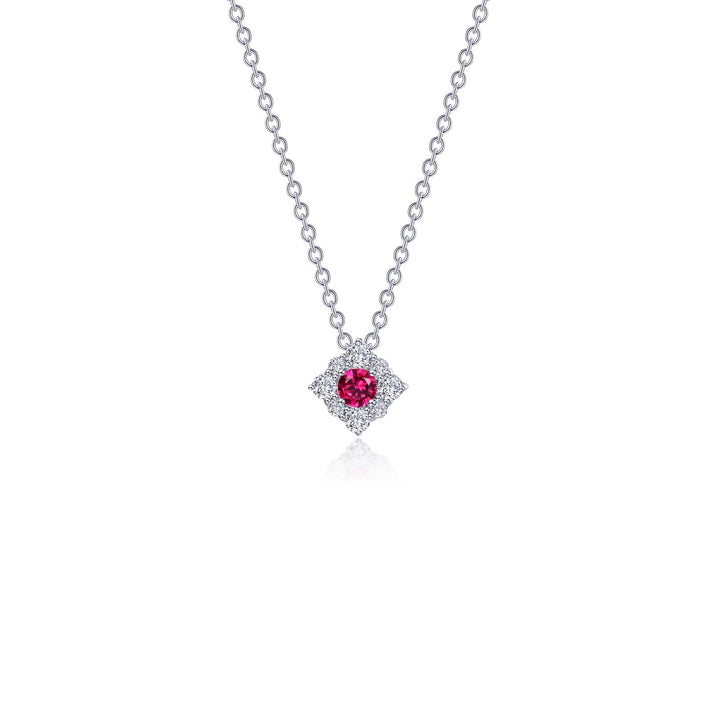 Lafonn 0.43 CTW Simulated Diamond And Ruby Halo Necklace