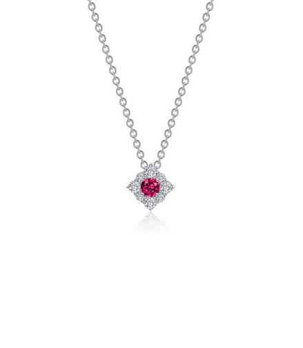 Lafonn 0.43 CTW Simulated Diamond And Ruby Halo Necklace