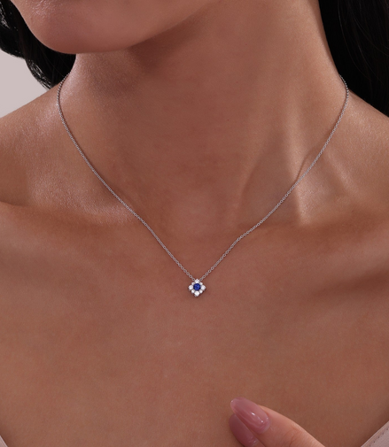 Lafonn 0.43 CTW Simulated Diamond And Sapphire Halo Necklace