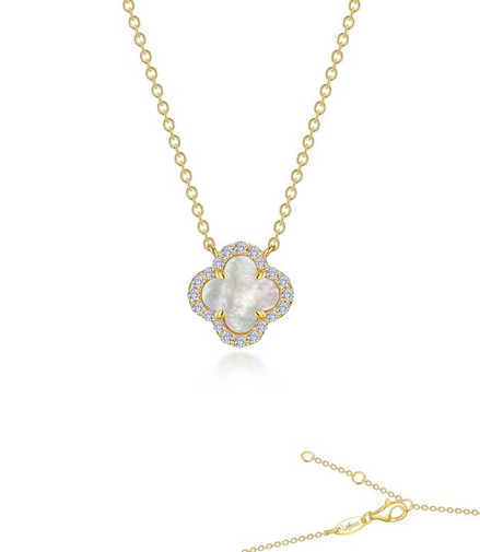 Lafonn 0.49 CTW Simulated Diamond And Mother Of Pearl Halo Necklace