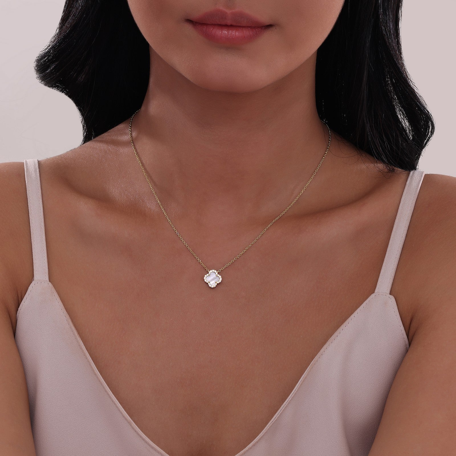 Lafonn 0.49 CTW Simulated Diamond And Mother Of Pearl Halo Necklace