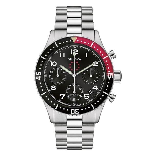 Bulova Special Edition Marine Star Heritage Chronograph Archive Series Black Dial Stainless Steel Watch