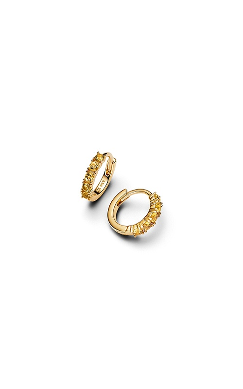 Pandora 14K Yellow Gold And Yellow Crystal Huggie Hoop Earrings