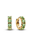 Pandora 14K Yellow Gold And Green Crystal Huggie Hoop Earrings