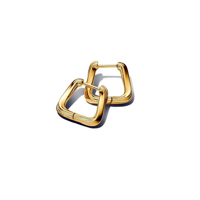 Pandora 14K Yellow Gold Twisted Triangle Small Hoop Earrings