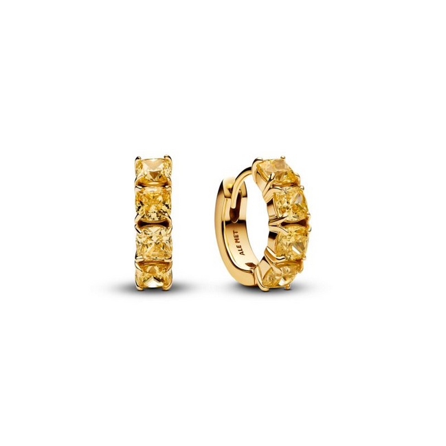 Pandora 14K Yellow Gold And Yellow Crystal Hoop Earrings