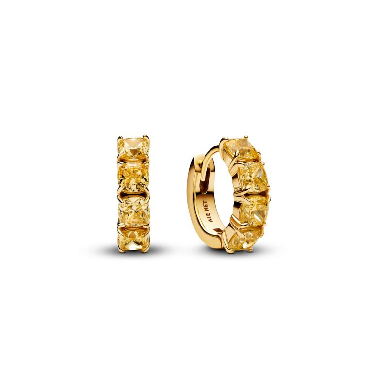 Pandora 14K Yellow Gold And Yellow Crystal Hoop Earrings