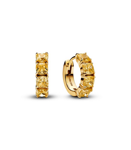 Pandora 14K Yellow Gold And Yellow Crystal Hoop Earrings