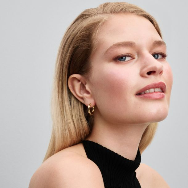 Pandora 14K Gold Twisted Hoop Earrings