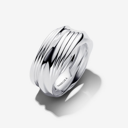Pandora Sterling Silver Twisted Double Ring Size 7