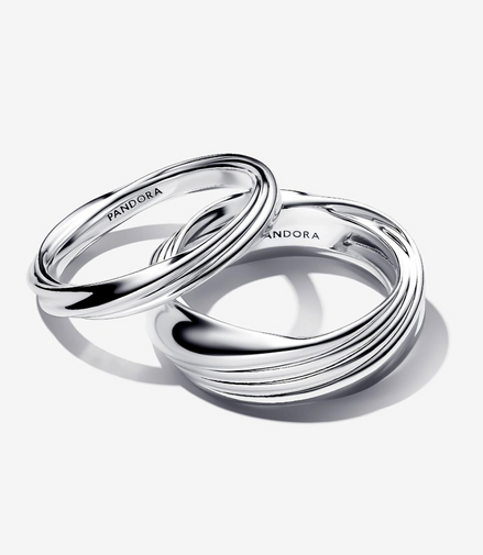 Pandora Sterling Silver Twisted Double Ring Size 7