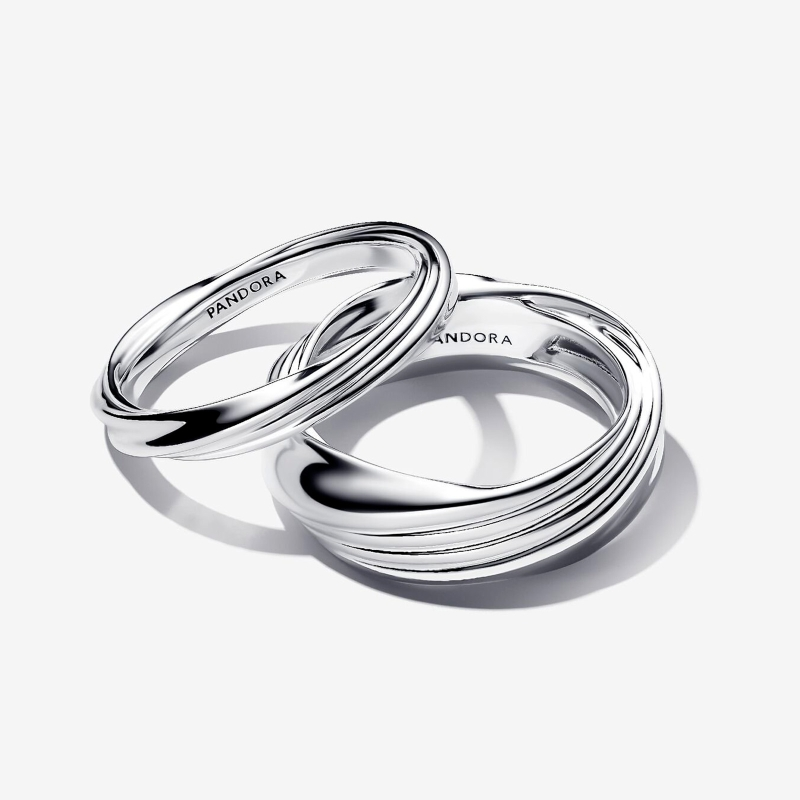 Pandora Sterling Silver Twisted Double Ring Size 7