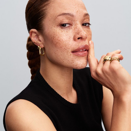 Pandora Essence 14K Gold Plated Rippled Open Hoop Earrings