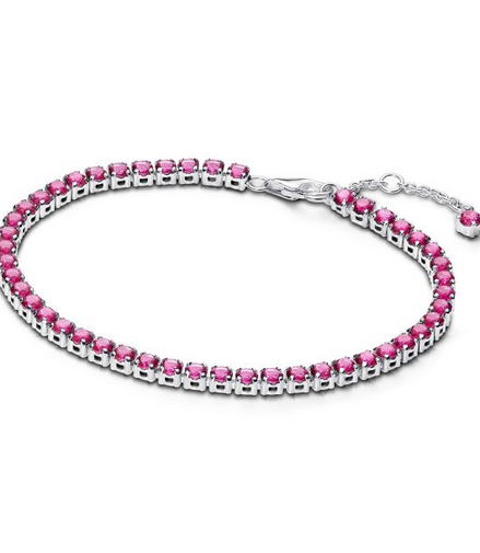 Pandora Timeless Sparkling Pink Tennis Bracelet Size 18