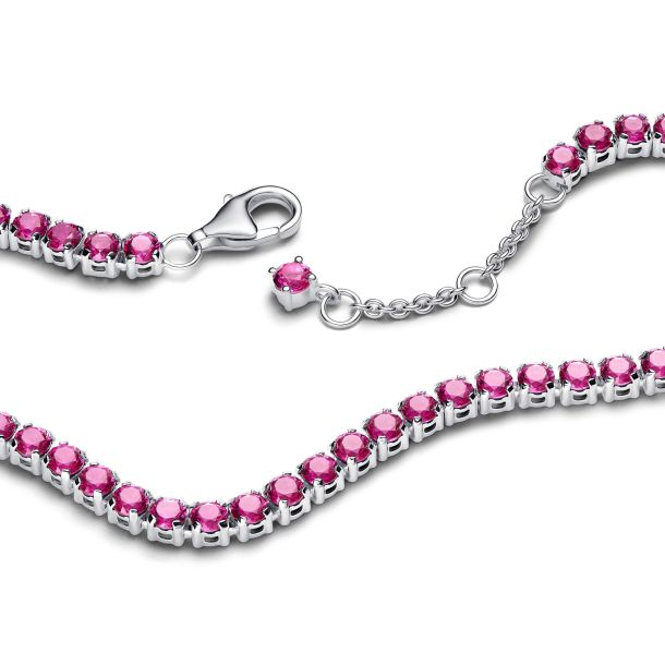 Pandora Timeless Sparkling Pink Tennis Bracelet Size 18