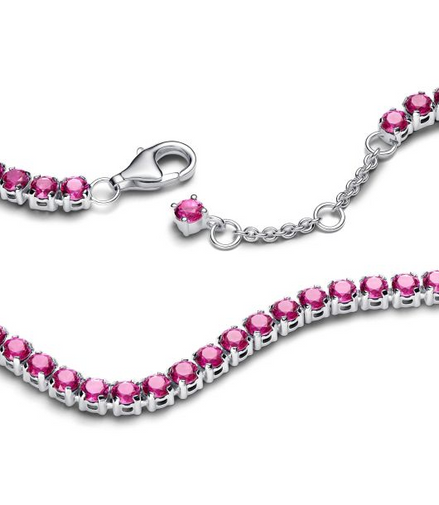 Pandora Timeless Sparkling Pink Tennis Bracelet Size 18