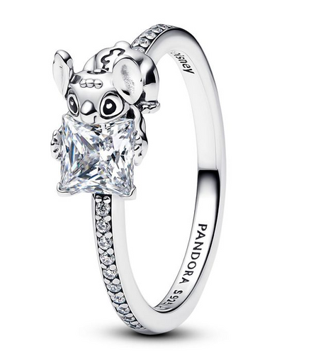 Pandora Disney Stitch & Stone Sterling Silver Ring Size 7