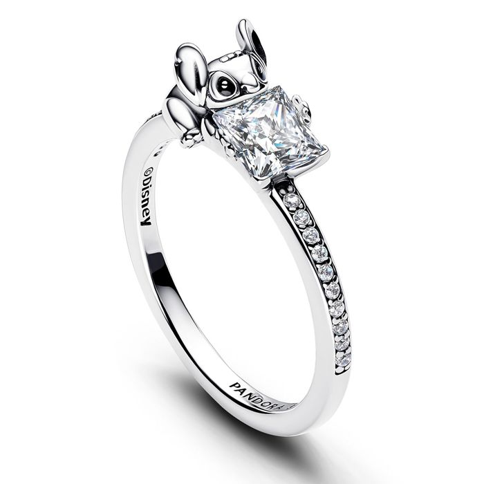 Pandora X Disney Silver Stitch And Stone Ring Size 7