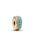 Pandora Moments 14K  Gold Plated Aqua Blue Clip Charm