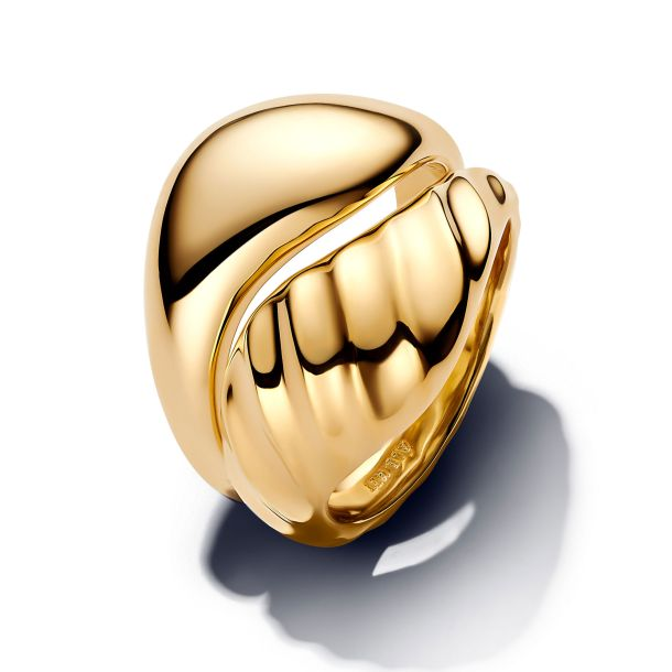 Pandora Essence Rippled Gold-Plated Stacking Rings Size 7