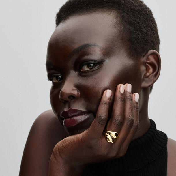 Pandora Essence Rippled Gold-Plated Stacking Rings Size 7