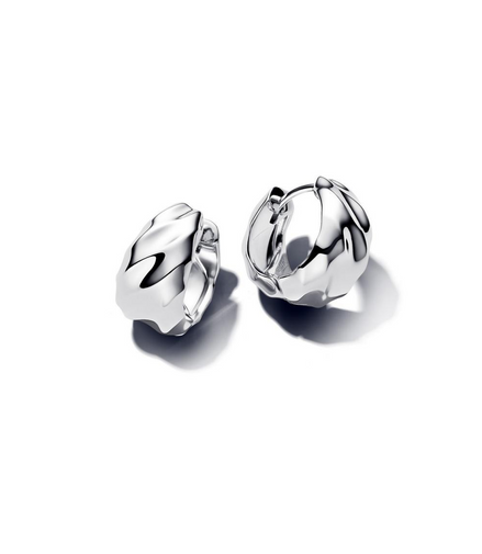 Pandora Rippled Small Hoop Sterling Silver Earrings