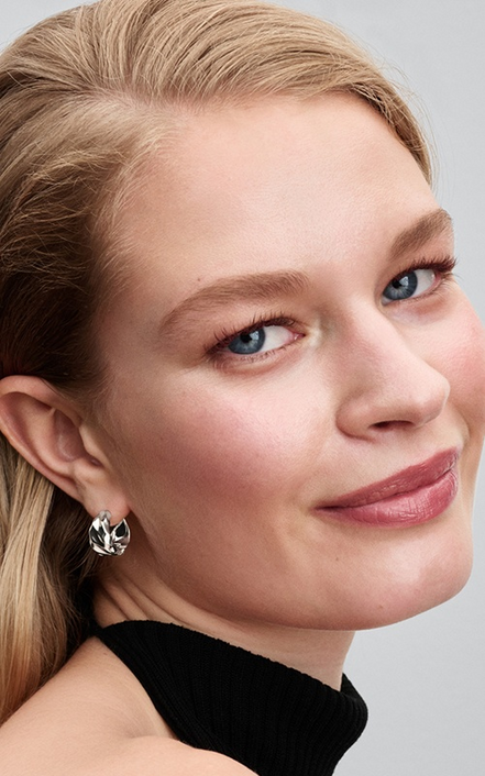 Pandora Rippled Small Hoop Sterling Silver Earrings