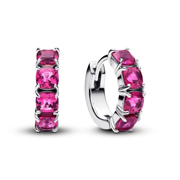 Pandora Timeless Pink Hoop Sterling Silver Earrings