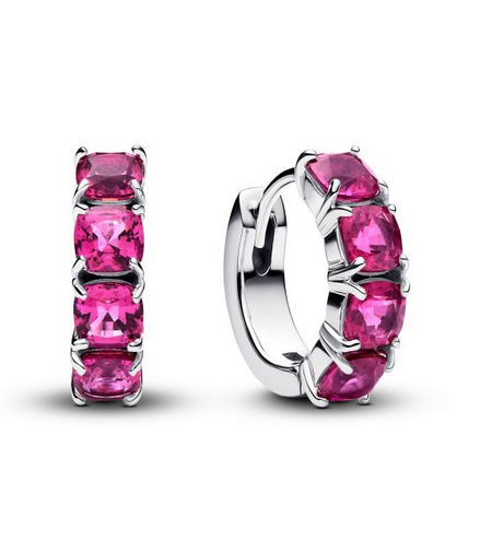 Pandora Timeless Pink Hoop Sterling Silver Earrings