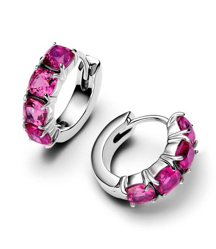 Pandora Timeless Pink Hoop Sterling Silver Earrings
