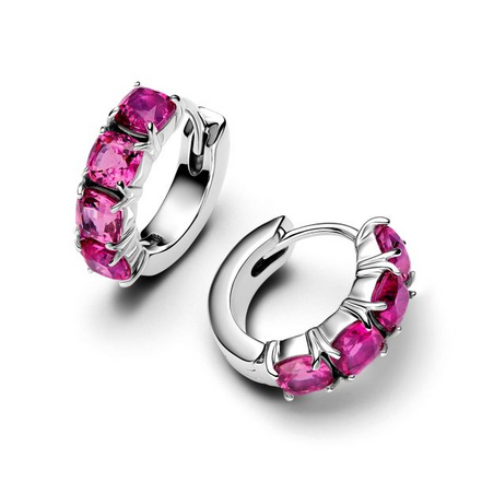 Pandora Timeless Pink Hoop Sterling Silver Earrings