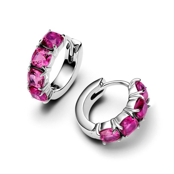 Pandora Timeless Pink Hoop Sterling Silver Earrings