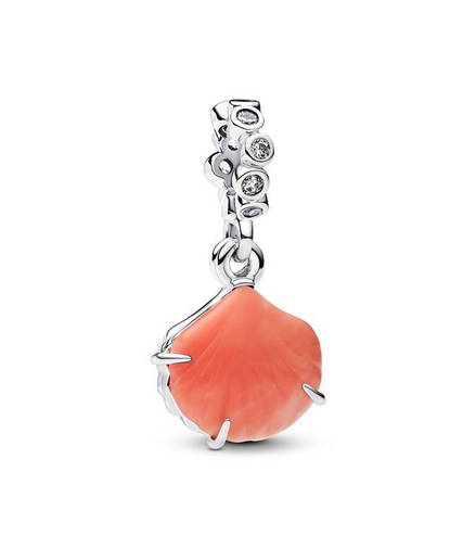 Pandora Moments Coral Colored Shell Double Dangle Charm