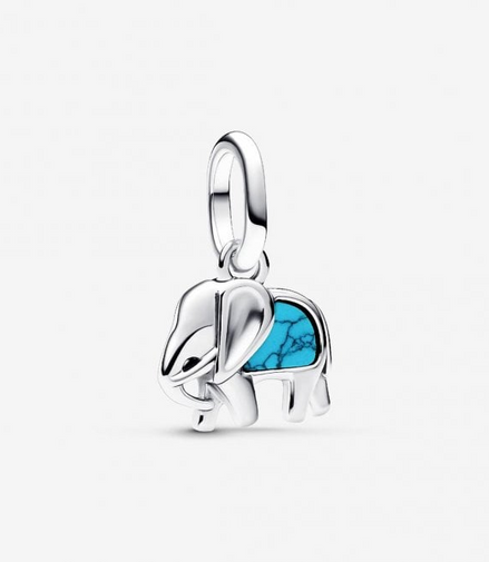 Pandora Moments Turquoise-Colored Elephant Mini Dangle Charm