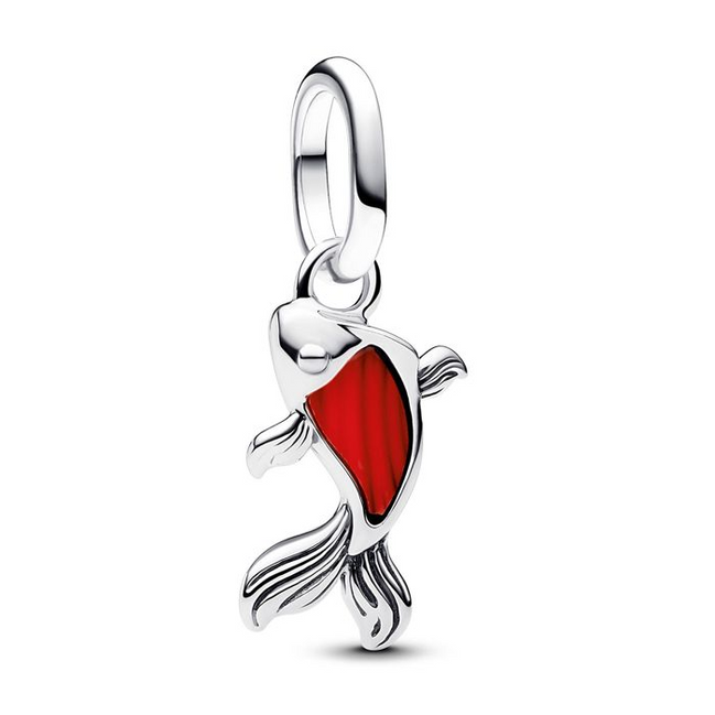 Pandora Moments Red Murano Glass Koi Fish Mini Dangle Charm
