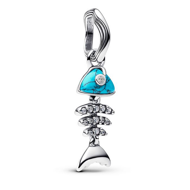 Pandora Moments Turquoise-colored Fishbone Dangle Charm