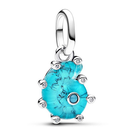 Pandora Blue Murano Glass Sea Snail Dangle Charm