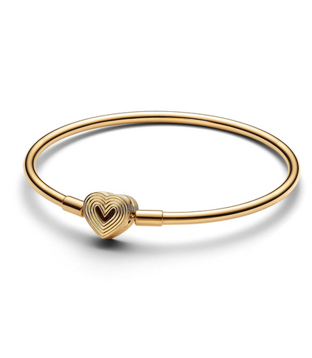 Pandora Radiating Heart Clasp Bangle Size 19