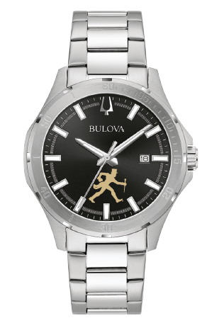 Bulova Men's Wake Forest "Walking Deac" Stainless Steel And Black Dial Face Watch