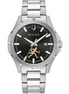 Bulova Men's Wake Forest "Walking Deac" Stainless Steel And Black Dial Face Watch