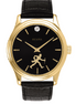 Bulova Men's Wake Forest "Walking Deac" Gold Plated And Diamond Accent Black Dial Watch
