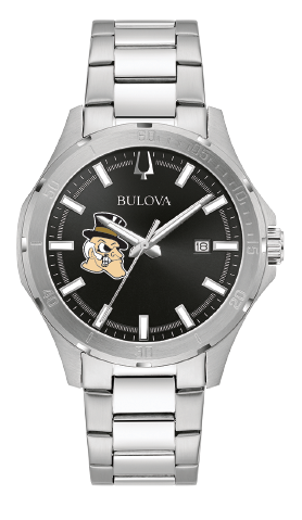 Bulova Men's Wake Forest Demon Deacon Stainless Steel Watch With Black Dial