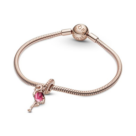 Pandora Pink Murano Glass Flamingo Dan, Rose Gold-Platedgle Charm